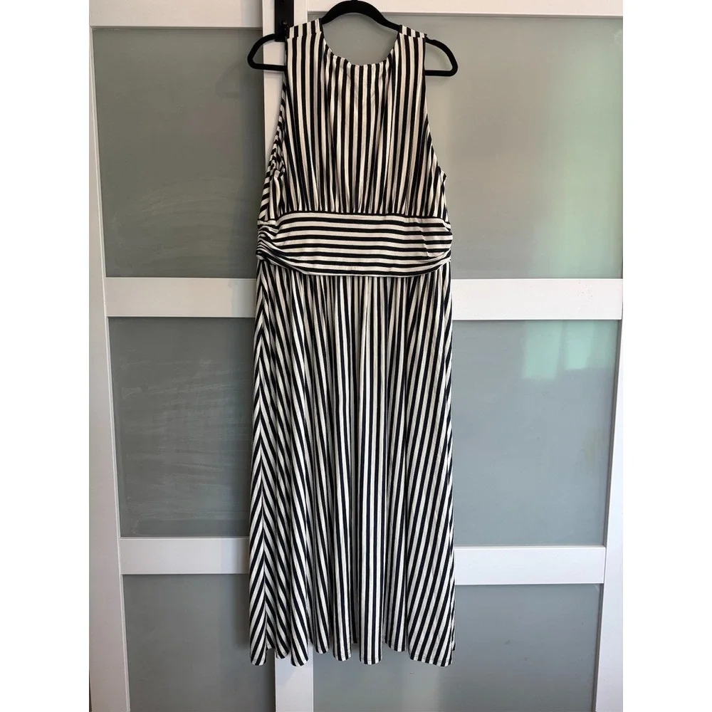 NWoT Boden Women's 20-22R Black White Stripe Elodie Jersey Maxi Dress